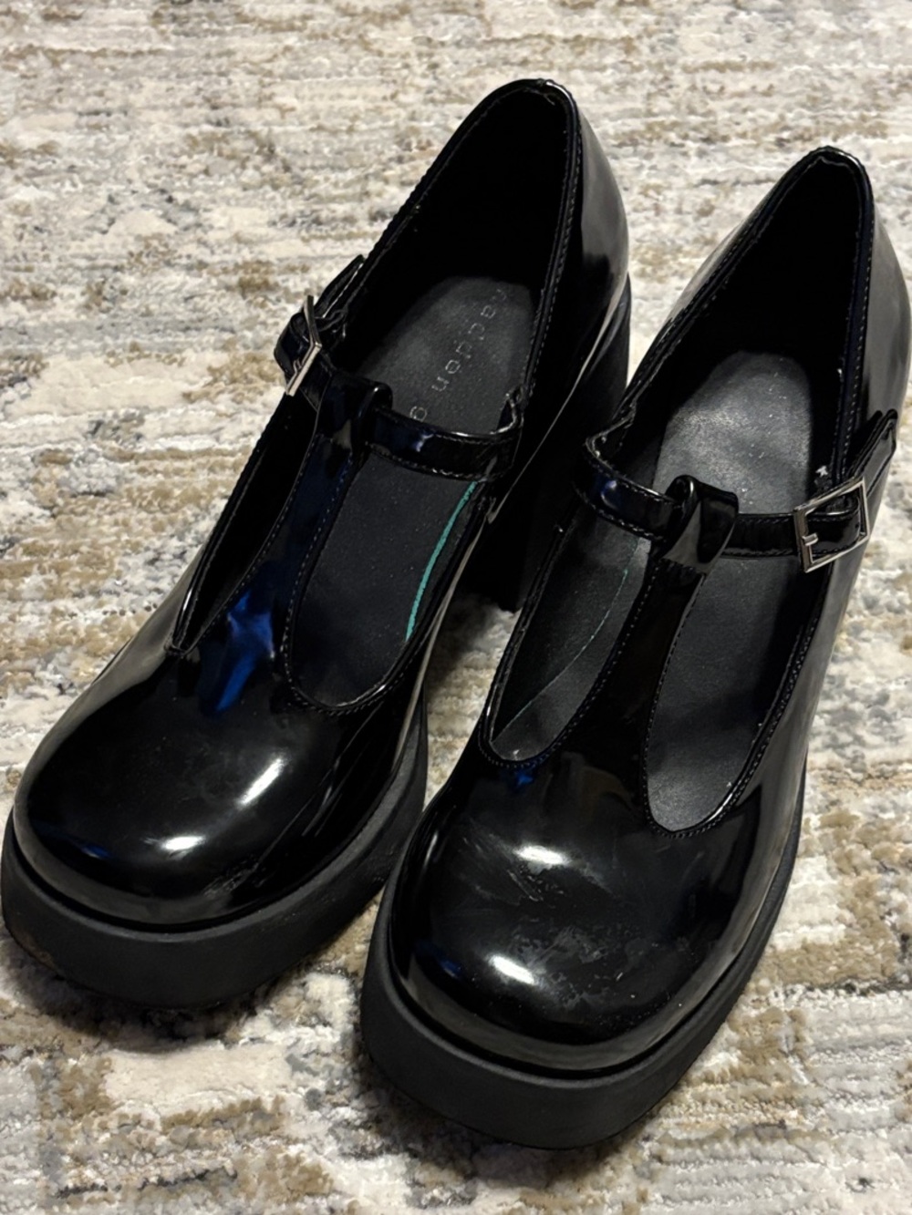 Madden Girl Black Patent T-Strap Platform Mary Janes